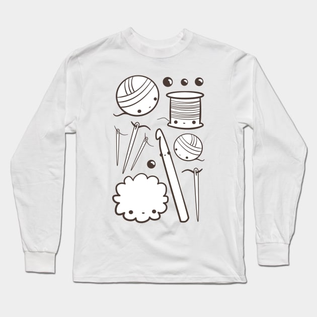 crochet cute - kawaii craft supplies Long Sleeve T-Shirt by mohu